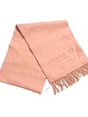 Coach Pink Tan Reversible Fringe Scarf Scarves